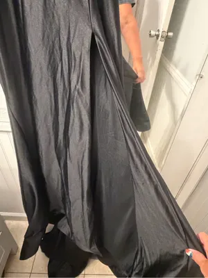 Dave &Johnny Elegant Black Satin Evening Gown with Draped Waist thumbnail 8