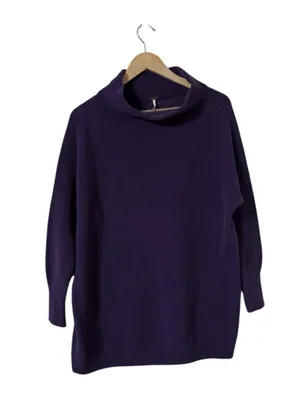 FREE PEOPLE Ottoman Cowl Purple Ribbed Sweater Pullover Top thumbnail 3