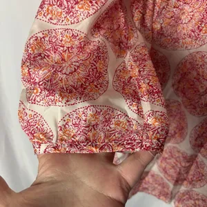 Calypso St Barth Target 100% Silk Blouse Size M Medallion Print Crochet Top thumbnail 9