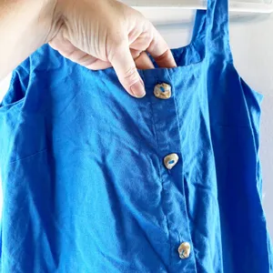 SNDYS Shelley Button Up Square Neck Mini Dress Blue XS thumbnail 5
