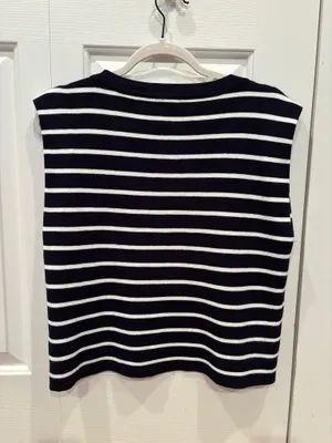 Marshalls Navy Blue and White Striped Top thumbnail 2