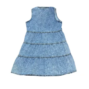Vintage Acid Wash Denim‎ Dress Sleeveless Button Down 90s Medium thumbnail 6