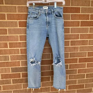 Agolde Toni Light Wash Denim Distressed Jeans Size 24 thumbnail 2