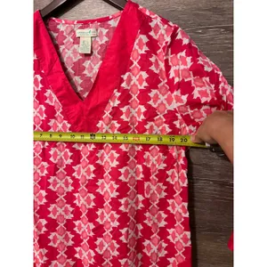 Caribbean Joe size Large tunic women Pink Resort Pool V neck Vacation Tunic thumbnail 6