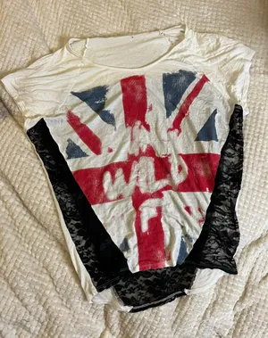 Wild British Flag Lace T Shirt White Size L thumbnail 1