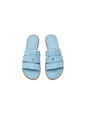 NWT Tommy Hilfiger Triple Strap Slide Open Toe Flat Sandals Light Denim Blue 7M thumbnail 2