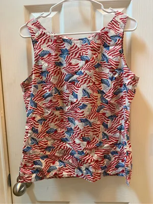 Sleeveless American Flag Print Tank Top - Red, White & Blue size L thumbnail 1