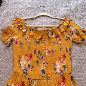 Xhilaration Small Juniors•Floral Sundress•Smocked Bodice and Sleeves•Ruffled Collar thumbnail 3