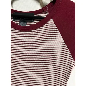 Polly‎ & Esther Womens Medium Burgundy Striped Raglan Baseball T-Shirt Dress thumbnail 6