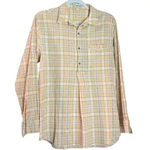 Mix& Match Guido Pellegpini Med Top Button Down Plaid Pale Yellow Office Wear thumbnail 1
