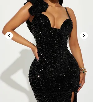 Black maxi dress featuring a slit. thumbnail 1
