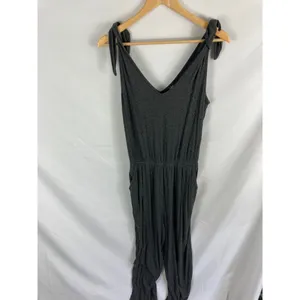 Lulus Belmore Heathered Charcoal Grey Ribbed Sleeveless Jumpsuit Size Medium thumbnail 4