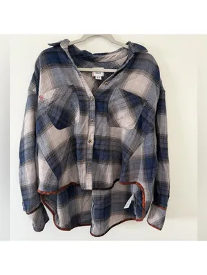 Urban Outfitters BDG Karl Slouchy Blue Flannel Button Down size medium thumbnail 12