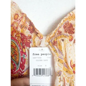NWT Free People Carmen Jumpsuit Off Shoulder Floral Wide Leg Size Small Bohemian thumbnail 6