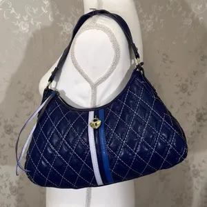 Victoria’s Secret Quilted Navy Blue Shoulder Bag w/ Heart Charm Y2K Vintage thumbnail 6