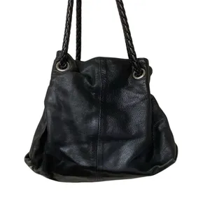 Furla Black Pebbled Leather Drawstring Hobo Shoulder Bag Tassel thumbnail 2