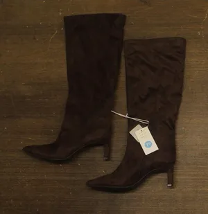 A New Day Justice Faux Suede Heeled Boots with Side Zip 94568890 Brown 7.5M thumbnail 1
