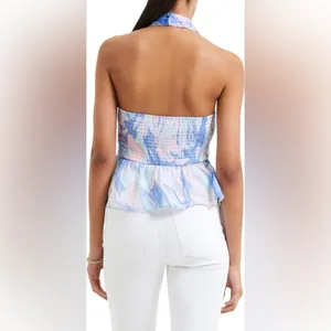 French Connection Dalla Verona Smocked Halter Top Pastel Women’s Size 10 NWOT thumbnail 2