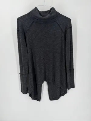 WE THE FREE People Charcoal Split Back Long Sleeve Turtleneck Tunic Top thumbnail 4