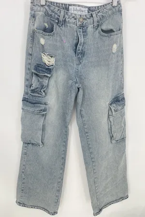 Indigo Rein Juniors' High-Rise Skater Wide-Leg Light‎ Wash Jeans Size 7x32 Q0021 thumbnail 1