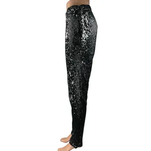 Honey Punch Black Sequin Sparkle High Waisted Skinny Leg Trousers Pants Size M thumbnail 3