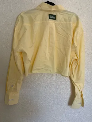 Daily drills Ultra Cropped Poplin Button-Down Top in Yellow color size Medium thumbnail 3