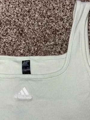 Adidas Ribbed Crop Tank Top in Mint XS thumbnail 7