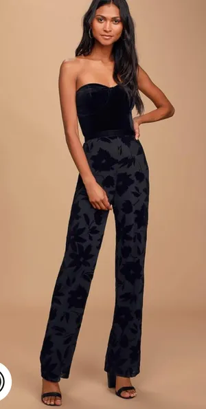 Lulus Velvet Strapless Black Jumpsuit thumbnail 1