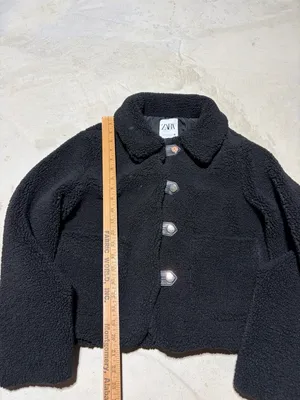 ZARA Black teddy Sherpa Jacket small thumbnail 6
