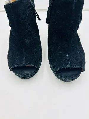 Nine West Evenly Black Suede 4" Heel Open Toe Silver Ball Details Sz 6.5M thumbnail 3