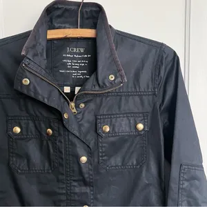 J Crew • Downtown Field Jacket waxed cotton canvas black military utility cargo thumbnail 5