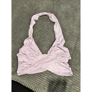 URBAN OUTFITTERS Light Purple Cropped Halter Top - Size Small thumbnail 2