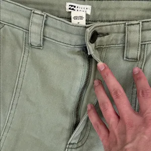 Billabong Wall To Wall Cargo Pants green denim straight leg loose fit baggy thumbnail 8