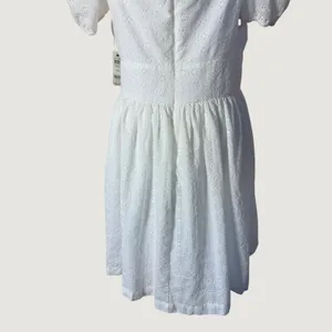 Bar‎ III Eyelet Mini Dress Womens 10 White New Tie Front Puff Sleeve Cotton thumbnail 12
