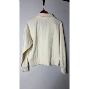 Varley Radford Half-Zip Ribbed Sweatshirt in cream sz L thumbnail 7