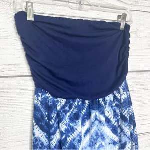 Just Be Blue & White Tie Dye Strapless High Low Maxi Dress Size Medium thumbnail 2