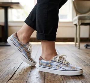 Vans Womens Size 8.5 Era 59 Plaid Skate Shoes Blue‎ Yellow Canvas Sneakers Retro thumbnail 1