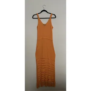 Vici Caliana Tassel Cover-Up Maxi Dress Size L Orange Boho Style Sleeveless EUC thumbnail 7