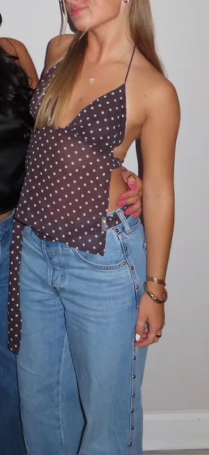 Polka Dot top Purple thumbnail 1