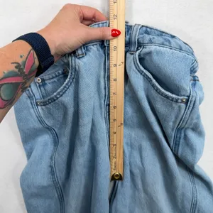 Future Collective 4 Jeans Wide Leg Slouchy High Rise Front Seam Light Wash Blue thumbnail 14