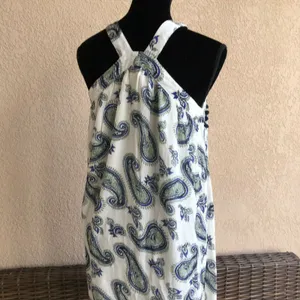 Skies Are Blue Pom Pom Paisley Halter Dress NEW NWT‎ White Size Small thumbnail 4