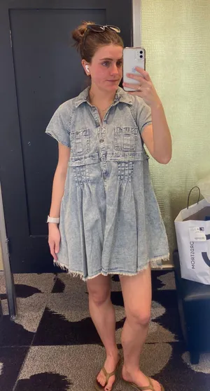 Free People Ronnie Denim Mini Shirtdress thumbnail 2