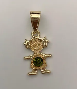 Gold Plated August (Peridot) Girl Birthstone Pendant thumbnail 1