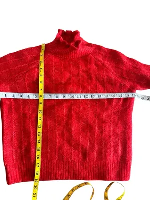 SEZANE Bright Red Mohair Merino Wool Knit Ruffle High Neck Sweater Loris Jumper thumbnail 13