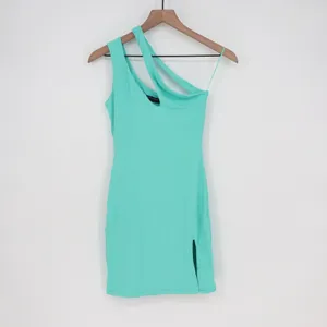 Naked Wardrobe Mint Green One Shoulder Cutout Mini Dress Size L Bodycon Slit thumbnail 2