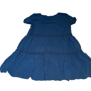 Women's Navy Blue Tiered Boho Dress Lace Babydoll Cottagecore Peasant Midi Dress thumbnail 3