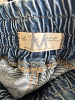 We The Free Arcadia Denim Harem Pants Jeans Blue Sz M Drawstring Relaxed Baggy thumbnail 7