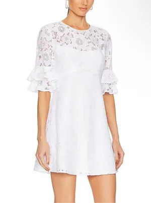 White Amanda Uprichard Lace Mini Dress thumbnail 1