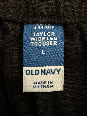 Old Navy Linen Blend Black Taylor Wide Leg Trouser Pants, Sz Large thumbnail 9