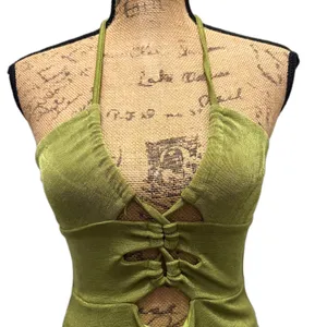 Princess Polly Zamia Cutout Mini Dress Chartreuse Green Halter Bodycon US Size 6 thumbnail 3